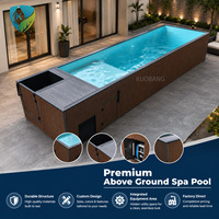 Piscine en fibre de verre avec terrasse et escaliers, piscine extérieure autonome pour hôtel, patio, espace de loisirs