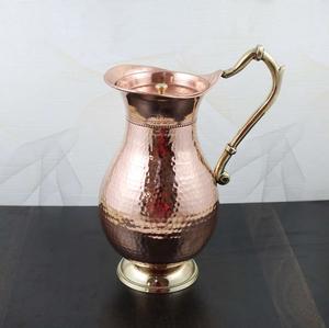 Bulk Quantity Copper Hammered <b>Water</b> Drinking <b>Jug</b> With Brass Handle Prime Quality Copper <b>Jug</b> for Kitchenware and Tableware - Product Image 3