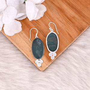 Handmade Silver Plated <b>Brass</b> Dangle Earrings Blood Stone Oval Gemstone Fashionable Jewelry with Classic Style - Product Image 4