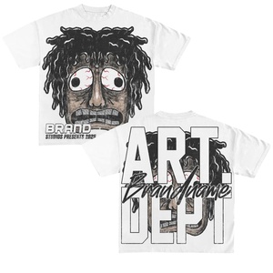 Camiseta de Hombre 100% Algodón con Logotipo Personalizado, Estilo Urbano Holgado, 300gsm, Estampado de Letras en Serigrafía - Product Image 5