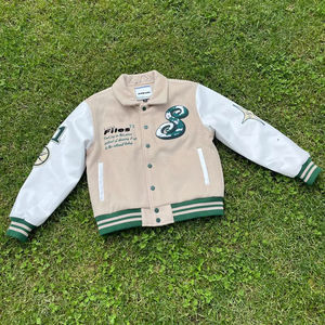 Chaquetas universitarias bordadas para hombre con manga de cuero genuino 100% disponibles en todos los tamaños y colores - Product Image 1