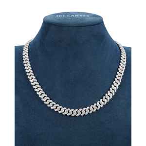 Cadena Cubana de Oro de 14K Personalizada con Forma Geométrica de Moissanita de 2 Filas de 10MM para Regalo - Product Image 3