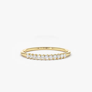 Anillo de Boda Petite Eleven con Diamantes Cultivados en Laboratorio, 0.15 Ctw, Color G, Claridad SI, Oro Sólido de 14K, Pieza Nupcial, Venta al Por Mayor - Product Image 1