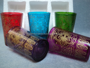 Vasos de té hechos a mano de Marruecos, vaso de vidrio para beber, vaso de agua pequeño plateado y dorado - Product Image 6