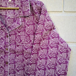 Robe à manches trois quarts, imprimé floral indien, en coton, pyjama imprimé pour l'été, tenue décontractée, manches trois quarts, 2 pièces - Product Image 4