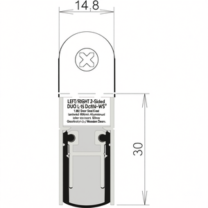 Left/Right 2-Sided Schall-Ex DUO L-15 WS 1-382 Door <b>Seal</b> 958 mm Aluminum with Silver Anodized Grey for Wooden Doors - Product Image 3