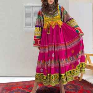 ชุดเดรส Afghan kuchi งานแฮนด์เมดของแท้สำหรับผู้หญิงสไตล์ใหม่ปักลูกไม้ยาวถึงพื้น - Product Image 3