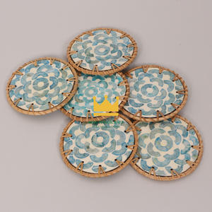 ถาดรองแก้วหวายดีไซน์คลาสสิกงานแกะสลักฝังมุกแฮนด์เมดสำหรับร้านอาหารดีไซน์ยุโรป - Product Image 3