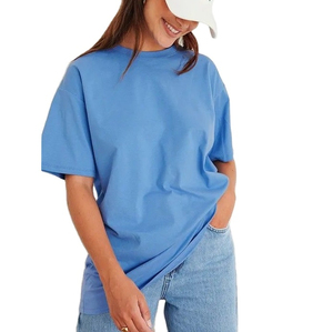 T-shirts à manches courtes pour femmes, streetwear, écologiques, avec appliques, 100% coton, respirants, vente chaude d'été, avec étiquette privée - Product Image 2