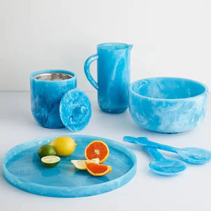 Cuencos de fruta y ensalada de resina de gran tamaño redondos y elegantes modernos amigables con resina con cuencos de servicio hechos a mano de alta calidad en varios colores - Product Image 1