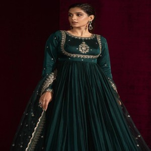 Truyền thống Ấn Độ phong cách anarkali với nặng bướm Net dupatta và mềm Micro bông lót bán buôn sẵn sàng - Product Image 2