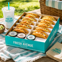 Boîtes à tacos personnalisées avec logo AT PACK |   Boîtes d'emballage jetables pour tacos, pour restaurants mexicains, traiteurs et plats à emporter