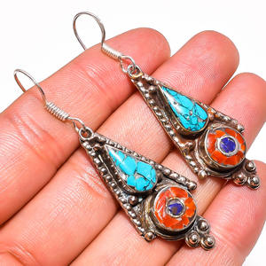 Pendientes de plata tibetanos hermosos de plata 925, joyería de plata antigua, proveedor de pendientes de plata de moda para mujer, joyería Vintage - Product Image 4