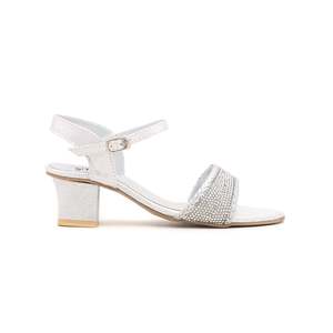 Sandales confortables à talons à lacets argentées et confortables pour filles KD7490 PU à la mode à feuilles persistantes pour les activités de plein air d'été - Product Image 2