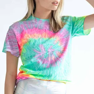 Newest Design Women's Tie Dye T Shirts Good Quality Soft Cotton Young Ladies Women Shirts Summer Casual Ladies T Shirt