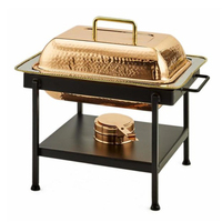 Ensemble de chauffe-plats de luxe pour hôtel restaurant traiteur chauffe-plats en acier inoxydable à tête bombée martelée