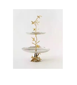 Gleaming Golden Wedding Cake Stand Beaded Crystal Round Shaped With Mirror <b>Top</b> Decorative Metal Frame for Dessert and <b>Cupcakes</b> - Product Image 6