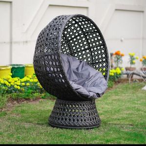 Modern Outdoor <b>Rattan</b> <b>Swing</b> <b>Chair</b> with Waterproof Cushion for Balcony Garden Living Room & Villa | Horticlub - Product Image 2