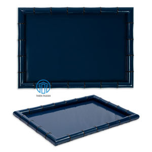 Bandeja de laca de caña rectangular de diseño de lujo, bandejas rectangulares de color rubí hechas por Artex - Product Image 3