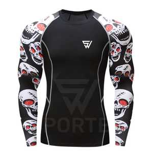 Quick Dry Rash Guard Swim Wear <b>for</b> <b>Men</b> Stretch Fitness Short <b>Sleeve</b> with Black Sublimated <b>Arms</b> by Rush Guard - Product Image 2