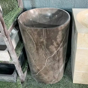 Antique Design Onyx Sink Unique Hand-Carved Stone Pedestal Washbasin for Hotel & Modern Style Apartments Available in India FOB - Product Image 5