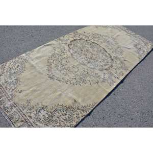 Alfombra turca Vintage de área grande de 4,2x9,1 pies, Material de lana marrón beige clásico, retales de látex para pasillo, alfombra rectangular para cabecera - Product Image 4