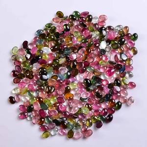Cabochons lisses ovales en tourmaline naturelle multi-couleurs de 7x5 mm, certifiés IGI, calibrés, plusieurs couleurs, fabrication de bijoux, fournisseur en gros - Product Image 1