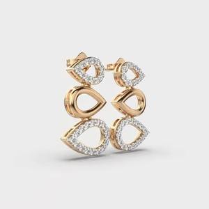 Pendientes Pequeños de Oro de 18k con Incrustaciones de Diamantes, Pendientes Elegantes para Damas, para Fiestas, de Proveedor Indio - Product Image 2