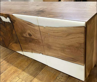 Table de commode rectangulaire en bois de noyer massif et résine époxy, style Art déco moderne, faite à la main, pour OEM, rivière, océan, île