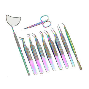 Custom Stainless Steel <b>Eyelash</b> Extension Tweezers Set 7 Pieces Precision Lash <b>Tools</b> For <b>Beauty</b> Professionals - Product Image 1