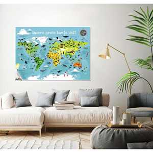 Affiche de la carte du monde XXL pour enfants, grande illustration colorée de notre monde - Product Image 5