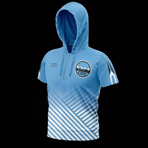 Ensemble chaud de chemise de tir à capuche de basket-ball à manches courtes imprimé par sublimation personnalisée en gros - Product Image 2