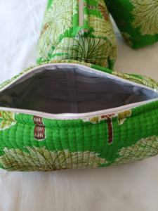 <b>Quilted</b> Cotton Floral Pattern <b>Makeup</b> <b>Bag</b> Medium/Small Travel Cosmetic Carry Pouch Zipper Manufacturer Wholesaler Cosmetic Case - Product Image 3