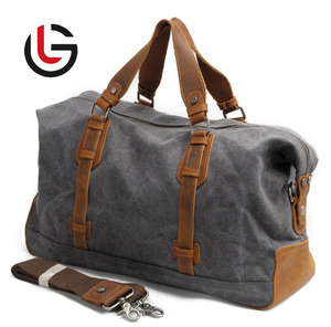 Best Quality Men/Women Luxury Water-Resistant Travel Bag <b>Waxed</b> Cotton <b>Canvas</b> Genuine Leather Trims Zipper Breathable Fashion - Product Image 1