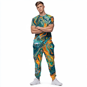 Custom Sublimation Mens Tracksuit Set | Printed T Shirt and <b>Jogger</b> Pants | Sportswear Two Piece Outfit for Gym - Product Image 3