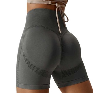 Honey Butt <b>Shorts</b> Women's Mid Waist Quick Dry Seamless <b>Tight</b> Butt Three Point Fitness 100% Nylon Ribbed Boxing Yoga <b>Shorts</b> - Product Image 1