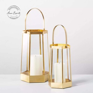 Linterna de cristal geométrica moderna con marco de metal Decoración elegante para interiores o exteriores para crear un brillo ambiental acogedor - Product Image 2