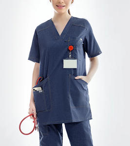 Tenues médicales d'été à manches courtes avec logo personnalisé pour infirmières, esthéticiennes, dentistes, salons de beauté, médecins, hôpitaux – Uniformes de dentiste 2 pièces - Product Image 5