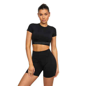 Camisetas personalizadas China Crop Top Sport Mujer Camiseta con su logotipo Manga corta Hip Hop Cuello redondo - Product Image 2