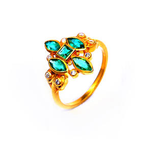 แหวนเพชรเดี่ยวสไตล์วินเทจแบบโบราณแหวนเพชรมรกตสีทองธรรมชาติดีไซน์เนอร์งานแต่งงานที่ทันสมัยทุกวันสำหรับปาร์ตี้ - Product Image 1