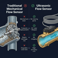 Module de capteur de débit ultrasonique sans pièces mobiles, sortie d'impulsions RS485, IP68, pour centre de données IA, refroidissement liquide, compteur d'eau, OEM