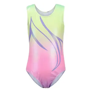 Leotardos de gimnasia sin mangas calientes al por mayor con diseño de llama de alta calidad para niñas con logotipo personalizado HECHO DE LICRA suave - Product Image 2