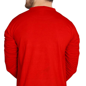 2025 OEM Camiseta roja de manga corta sólida para hombre Cuello redondo Impresión digital Ajuste regular 100% Algodón de punto 220g Transpirable - Product Image 4
