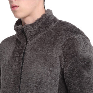 Men's <b>Warm</b> Sherpa <b>Jacket</b> Stand Collar Front Logo Soft <b>Fleece</b> Lining Full Zip Closure Winter Outdoor Casual Wear Customizable - Product Image 3