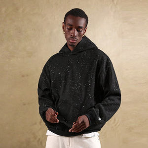 Sudadera con capucha personalizada con logotipo de diamantes de imitación bordados para hombre-forro polar de algodón pesado de alta calidad última moda - Product Image 1