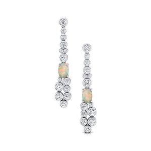 Or véritable massif de 18 carats et diamant véritable Opale éthiopienne naturelle Boucles d'oreilles pendantes magnifiques Cabochon de forme ovale en gros - Product Image 2