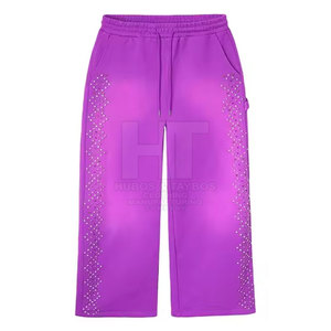 Design Your Own Logo Rhinestone <b>Trouser</b> Lightweight Casual Mid 100% Cotton Eco-Friendly Quick Dry Breathable <b>Drawstring</b> Men's - Product Image 2