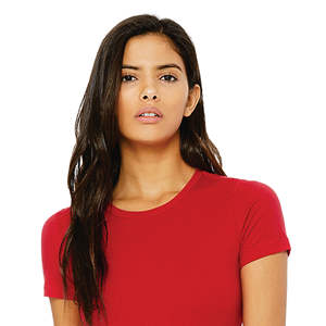 T-Shirt à bandes pour femmes, longueur plus longue, 100% Airlume, en coton peigné et à anneau, 32 simple, 4.2 oz, rouge, Slim - Product Image 4