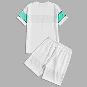 Breathable Men's Casual 2-Piece Summer <b>Set</b> Solid Print Plus Size T-Shirt 15-Inch <b>Knitted</b> Fleece Shorts for Outerwear Outerwear - Product Image 2