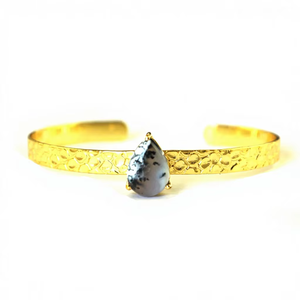 กำไลข้อมือพลอยอาเกตธรรมชาติทรงลูกแพร์ ชุบทอง 18k - Product Image 1